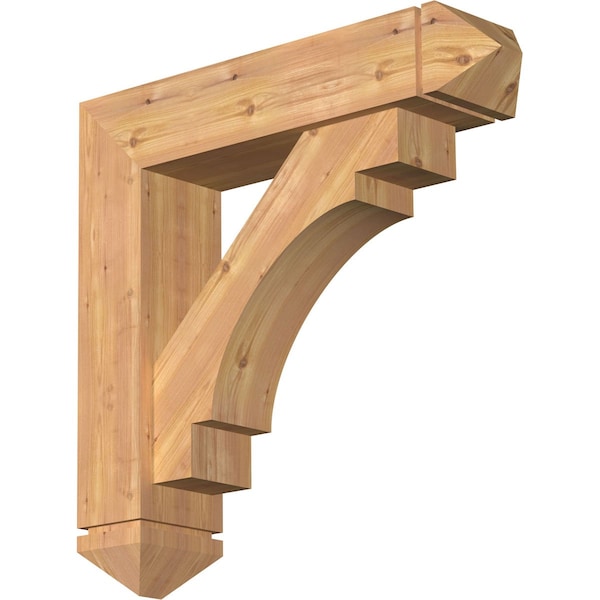Ekena Millwork Merced Arts and Crafts Smooth Bracket w/ Offset Brace, Western Red Cedar, 7 1/2"W x 32"D x 32"H BKT0806X32X32MRC03SWR - main